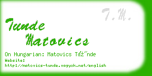 tunde matovics business card